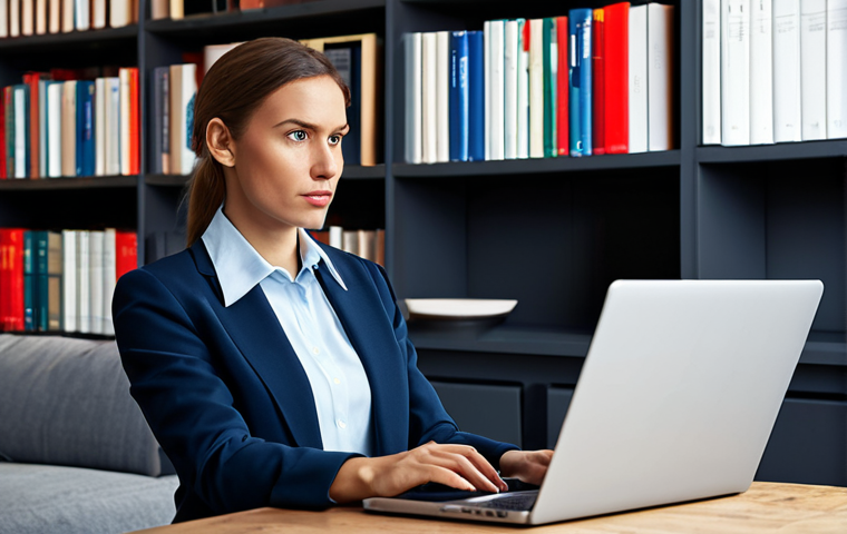 Online Shopping Safety**

"A woman, fully clothed in a professional business casual outfit, looking suspiciously at a website on her laptop. The website shows a too-good-to-be-true offer. Background: A cozy living room with a bookshelf.  Emphasis on clear website details (fake shop red flags). Safe for work, appropriate content, professional, modest, perfect anatomy, correct proportions, well-formed hands, natural body proportions, high quality illustration."

**