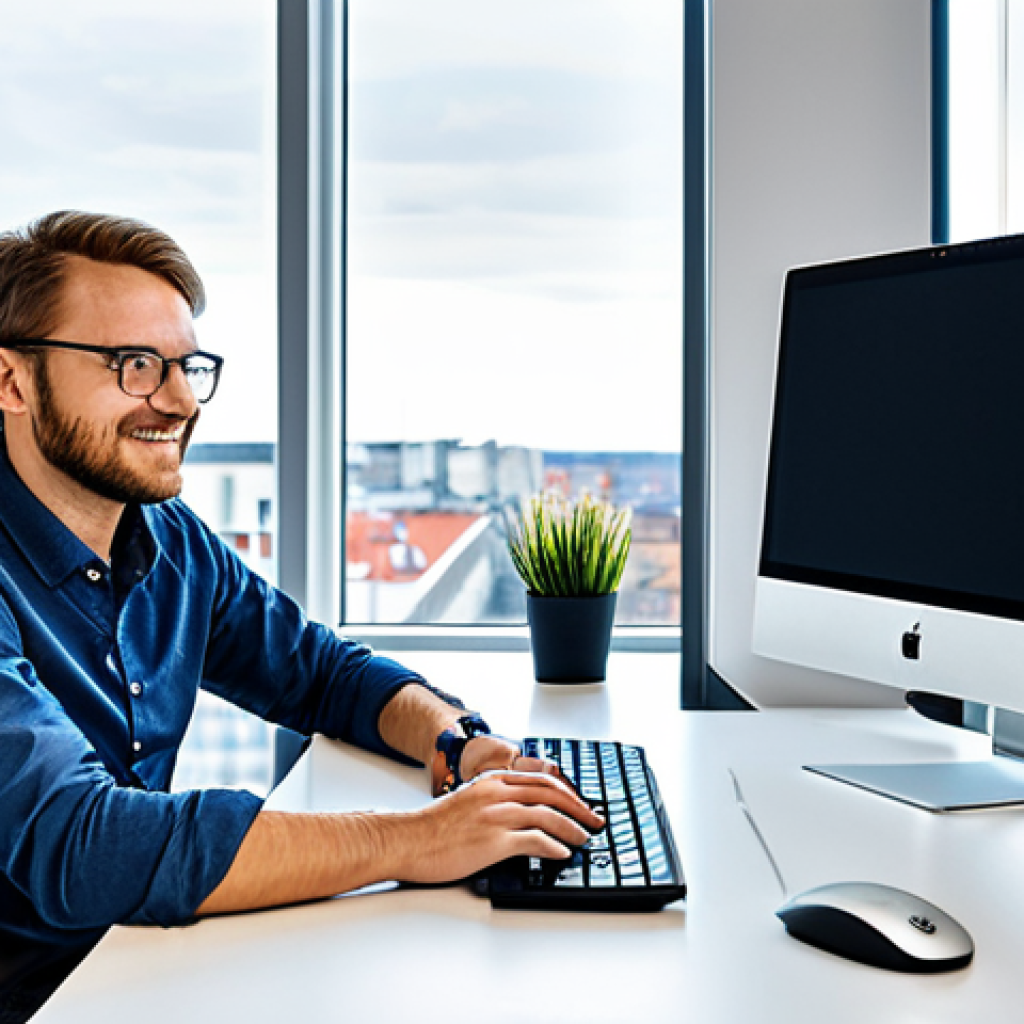 Modern Berlin Office**

"A professional software engineer, fully clothed in business casual attire, working at a clean desk with dual monitors in a bright, modern office space in Berlin, Germany. Large windows overlooking the city. Safe for work, appropriate content, perfect anatomy, well-formed hands, natural proportions, professional photography, high quality, family-friendly."

**
