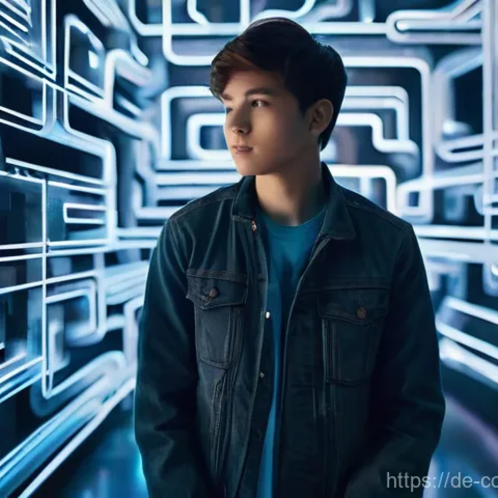 소비자 보호와 관련된 학문적 연구 동향 - **Prompt 1: Navigating the Digital Labyrinth**
    A young adult (around 20-25 years old), dressed i...