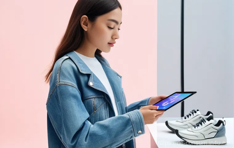 소비자 행동 데이터를 활용한 혁신 모델 - **Prompt:** A young adult woman, fully clothed in a stylish, casual outfit (e.g., jeans and a sweate...