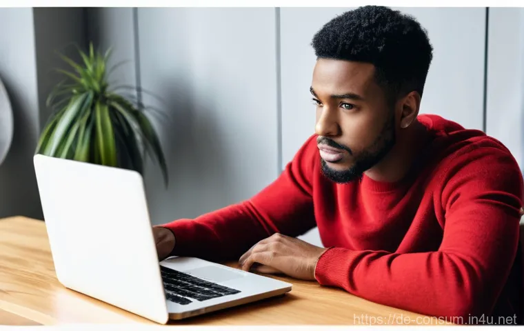 소비자 피해 예방을 위한 실무 가이드 - **Online Shopping Caution: Identifying Suspicious Deals**
    A vigilant young adult, wearing comfor...