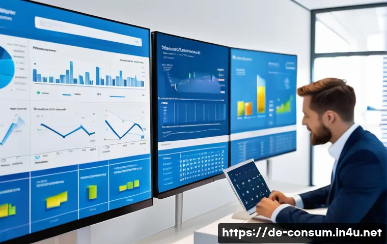 소비자 행동 데이터를 활용한 혁신적 디지털 서비스 사례 연구와 분석 - A modern German e-commerce office environment showing data analysts working with large digital scree...