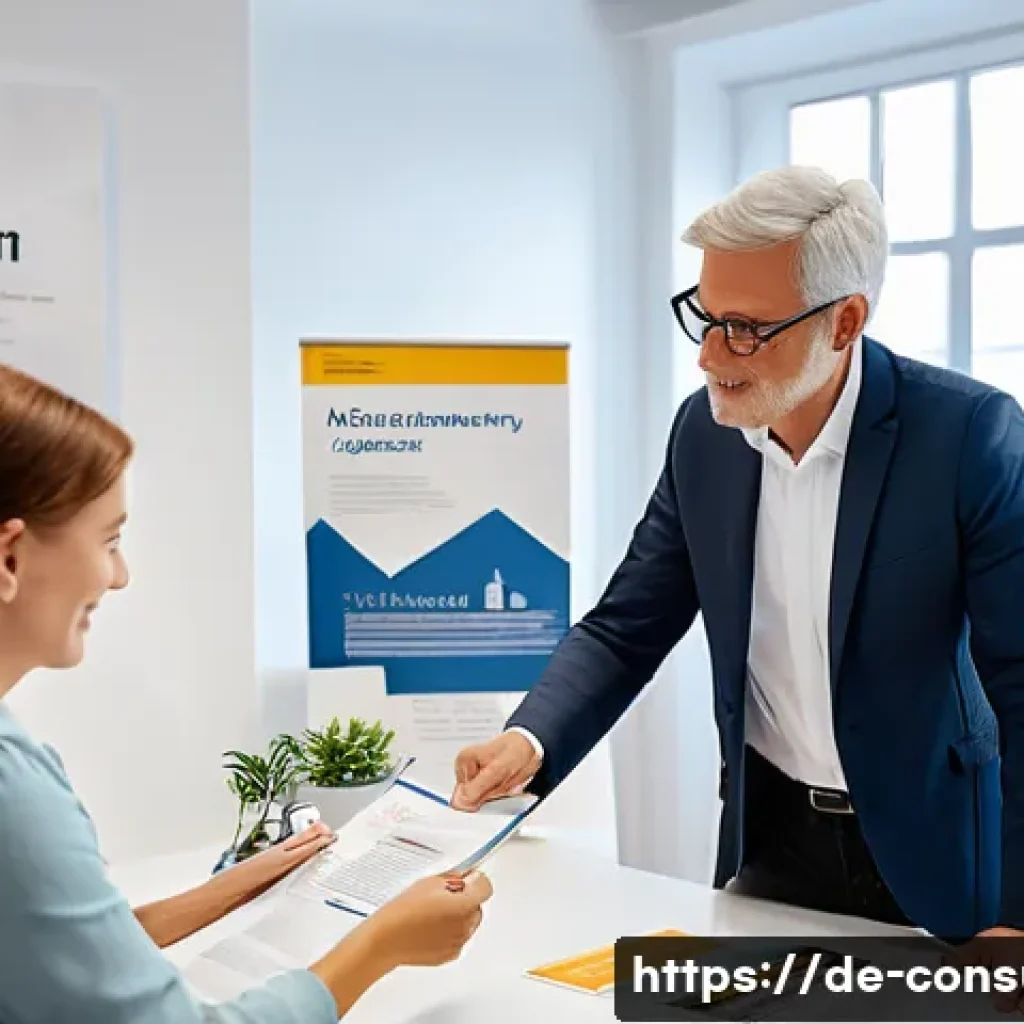 소비자 보호를 위한 법률 서비스 활용법 - A modern German consumer consulting office interior, bright and professional atmosphere, a friendly ...