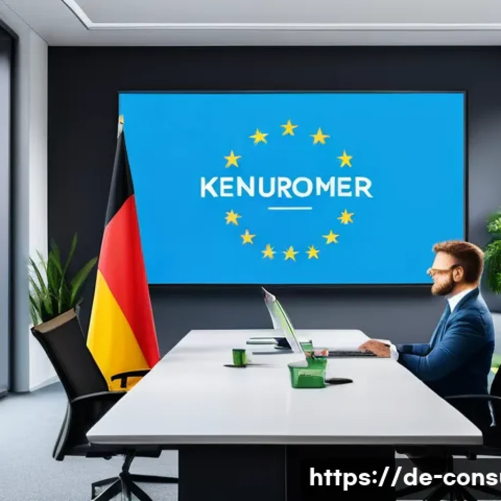 소비자중심 경영 사례 연구와 주요 성공 요인 분석과 탐구 - A modern corporate office scene in Germany featuring diverse professionals engaged in a collaborativ...