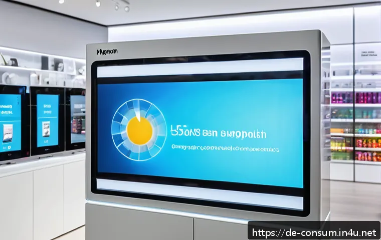 소비자 행동 변화 연구를 위한 데이터 분석 - A modern German electronics store interior showing a diverse group of middle-aged and young adult cu...