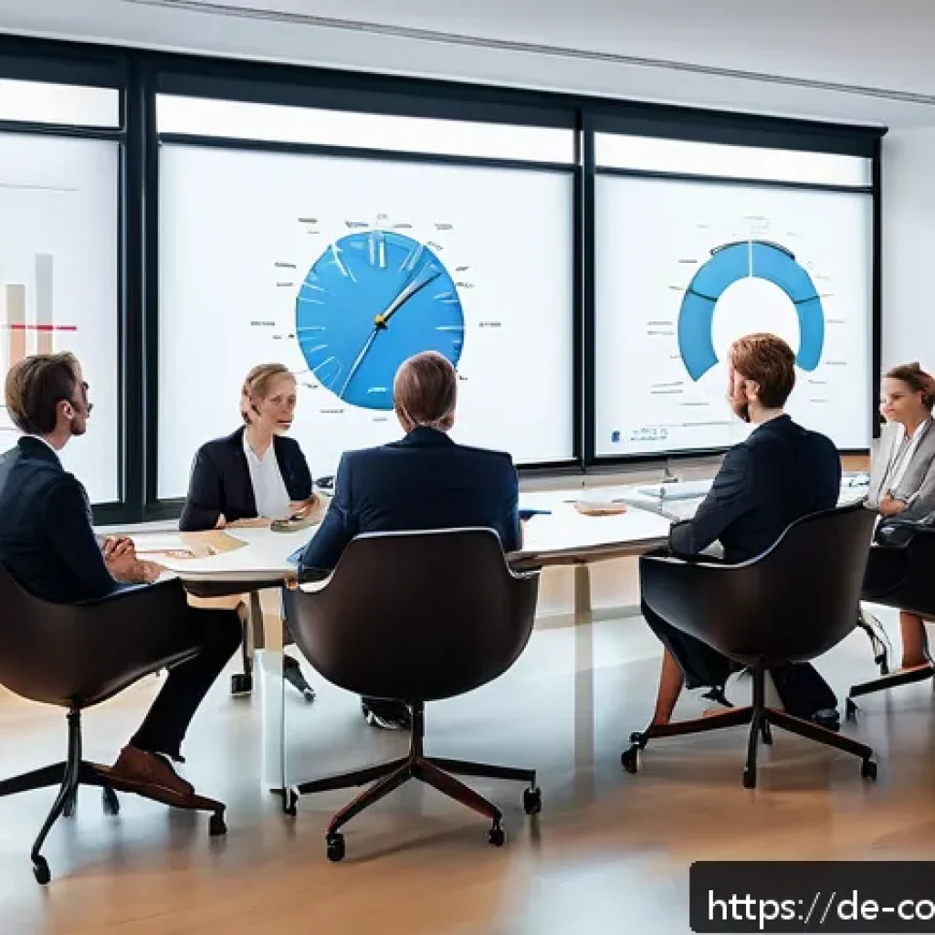 소비자 행동 데이터를 활용한 글로벌 혁신 전략 개발 사례 연구 - A modern corporate office scene in Germany showing an interdisciplinary team collaborating intensely...