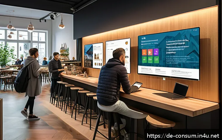 소비자 보호 관련 최신 연구와 학문적 기여 사례 연구 분석 - A modern digital marketplace scene set in Germany, showing diverse consumers using laptops and smart...