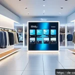 소비자중심 경영과 디지털 혁신의 연계 전략과 성공 사례 분석 - A modern German retail store interior blending digital and physical shopping experiences, featuring ...