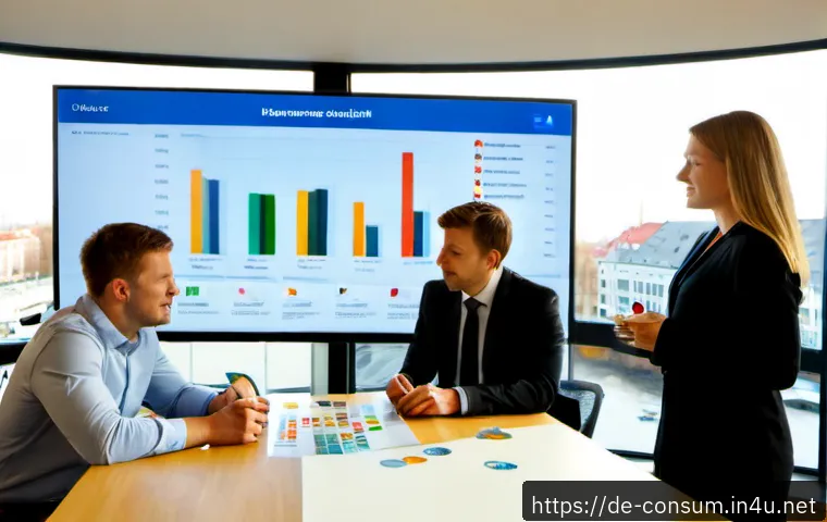 Home 17 소비자 행동 데이터 기반 전략 수립 - Photorealistic business strategy meeting in a modern Berlin office, diverse German marketing team st...